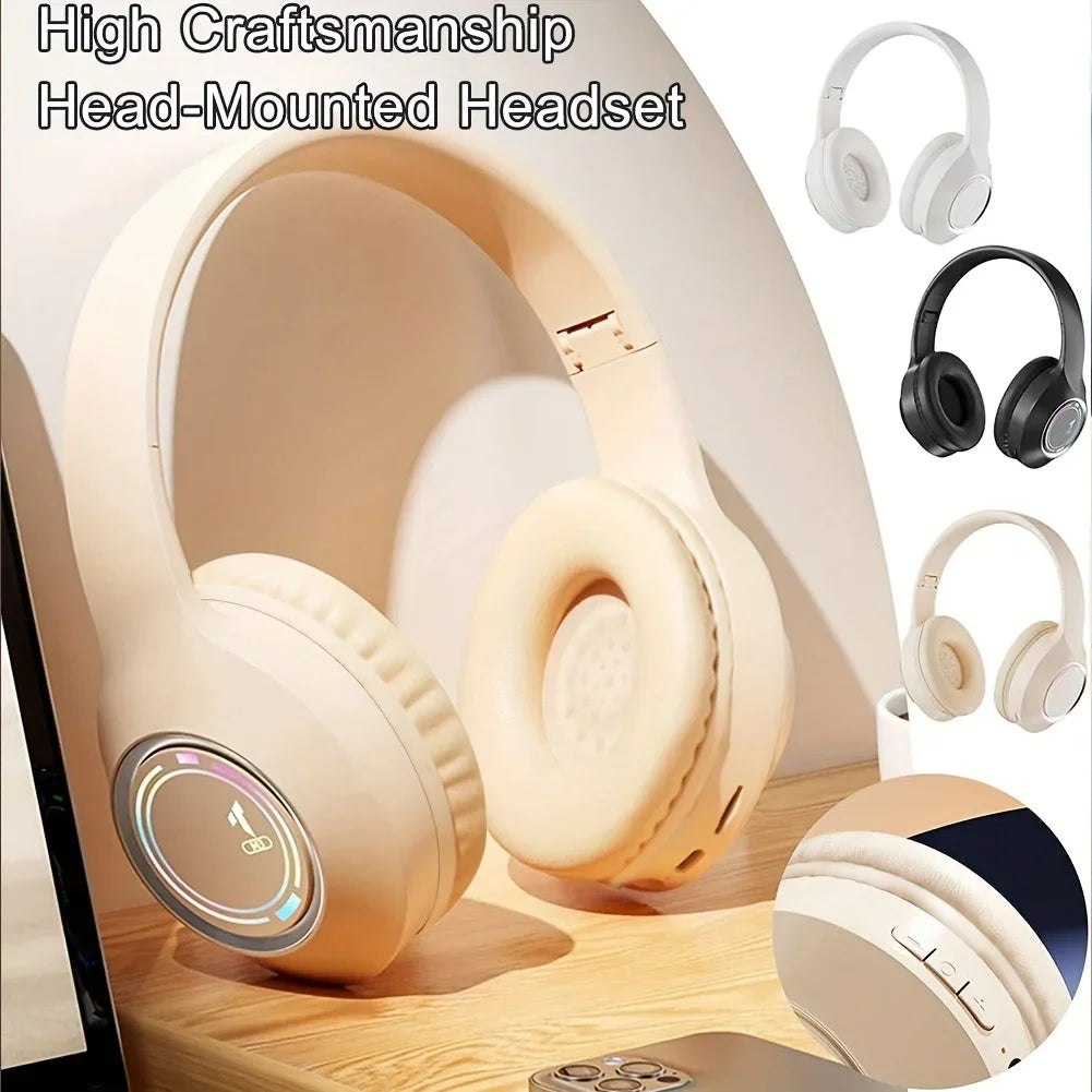 Bluetooth Headphone Wireless, Headset Over The Ear High Fidelity, Bass Stereo With Microphone Music, Gaming Foldable Headsets