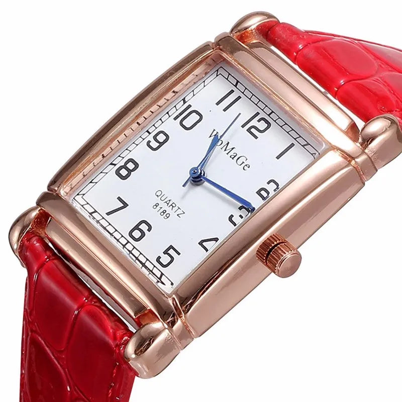 New Fashion Women Watches, Luxury Rectangle, Metal Case, Quartz Wrist Watch, Leather Belt, Top Brand Casual Ladies Watch, Reloj Mujer
