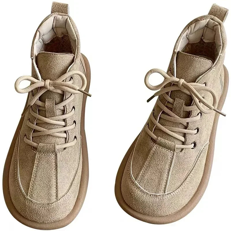 Women’s 2025 PU Lace-Up Flats – Comfortable Daily Platform Shoes