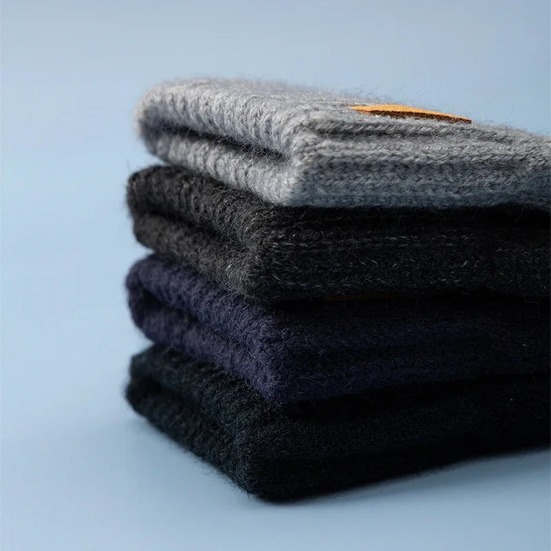 Half-Finger Alpaca Wool Gloves for Men – Warm Winter Knitted