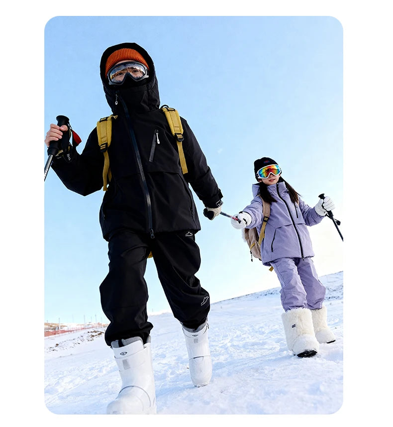 Children's Skiing Wear,Top+Bottom Winter Boys Snowboarding Suit,Girls Ski Suits,Windproof Waterproof Kids Ski Jacket Snow Pants