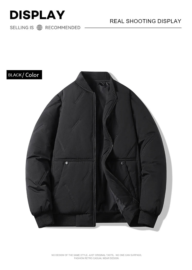 Men’s Casual Polyester Jacket – Daily Autumn & Winter Outerwear with Zipper