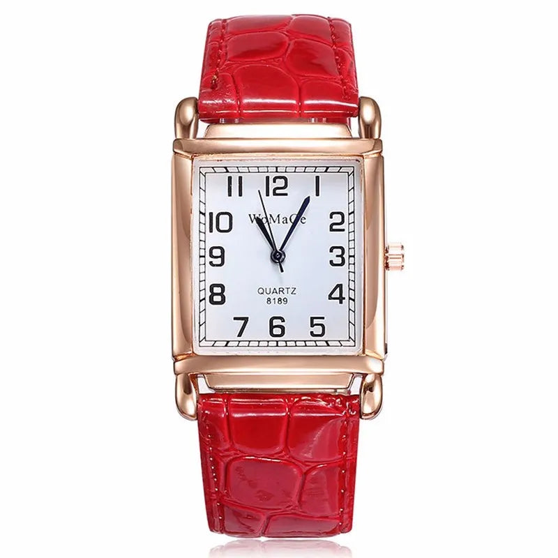 New Fashion Women Watches, Luxury Rectangle, Metal Case, Quartz Wrist Watch, Leather Belt, Top Brand Casual Ladies Watch, Reloj Mujer