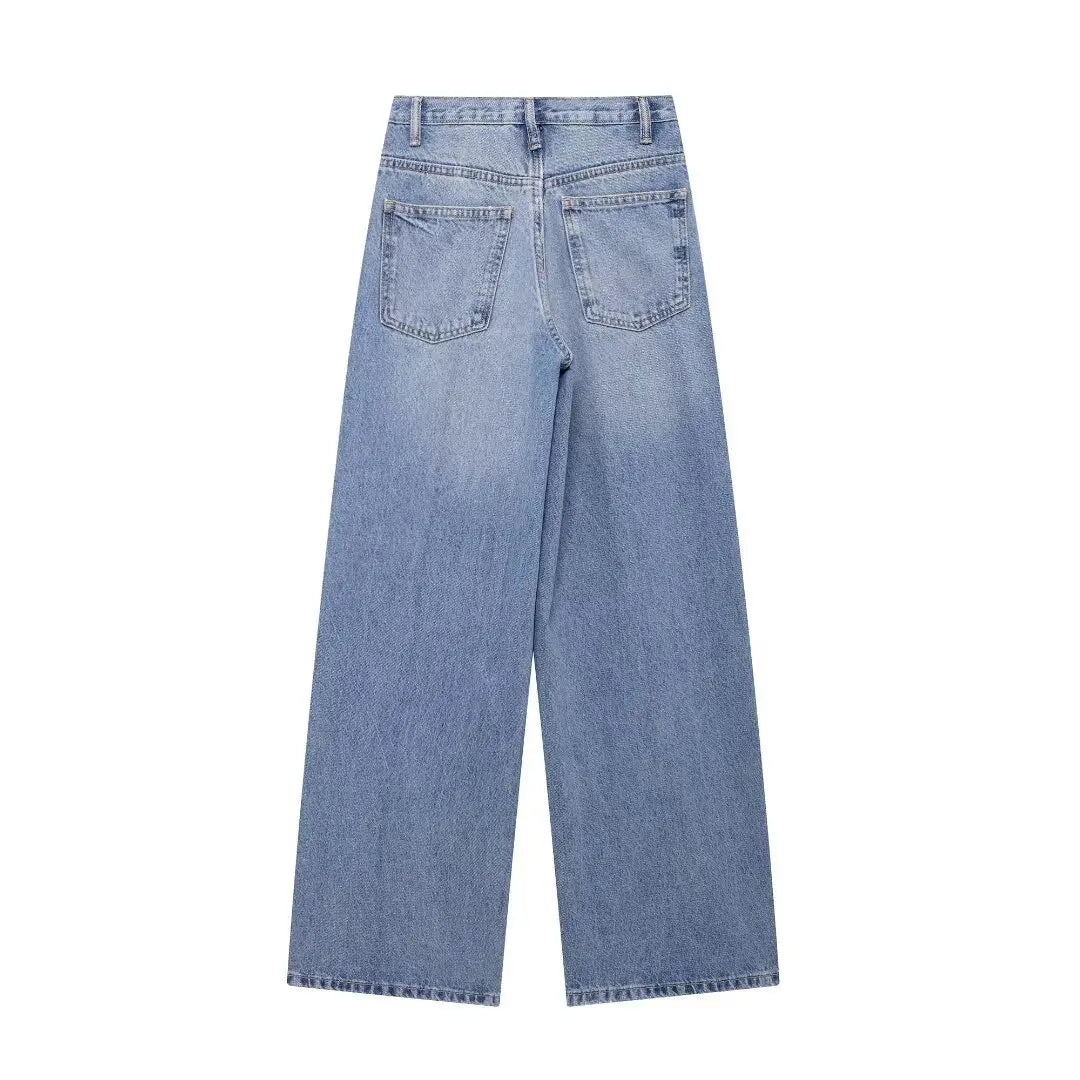 Women’s Wide Leg Jeans, High Waist Casual Denim