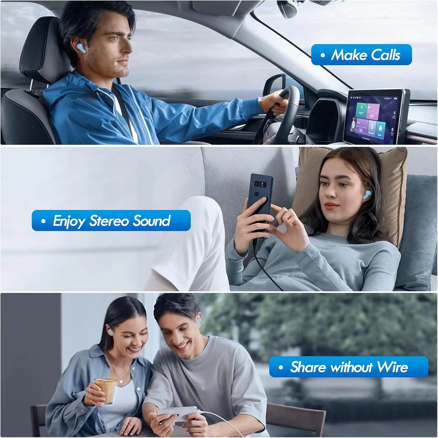 Original New True Wireless, bluetooth Earphones HiFi stereo, earbuds low latency headset for, Workout Running Sports gaming