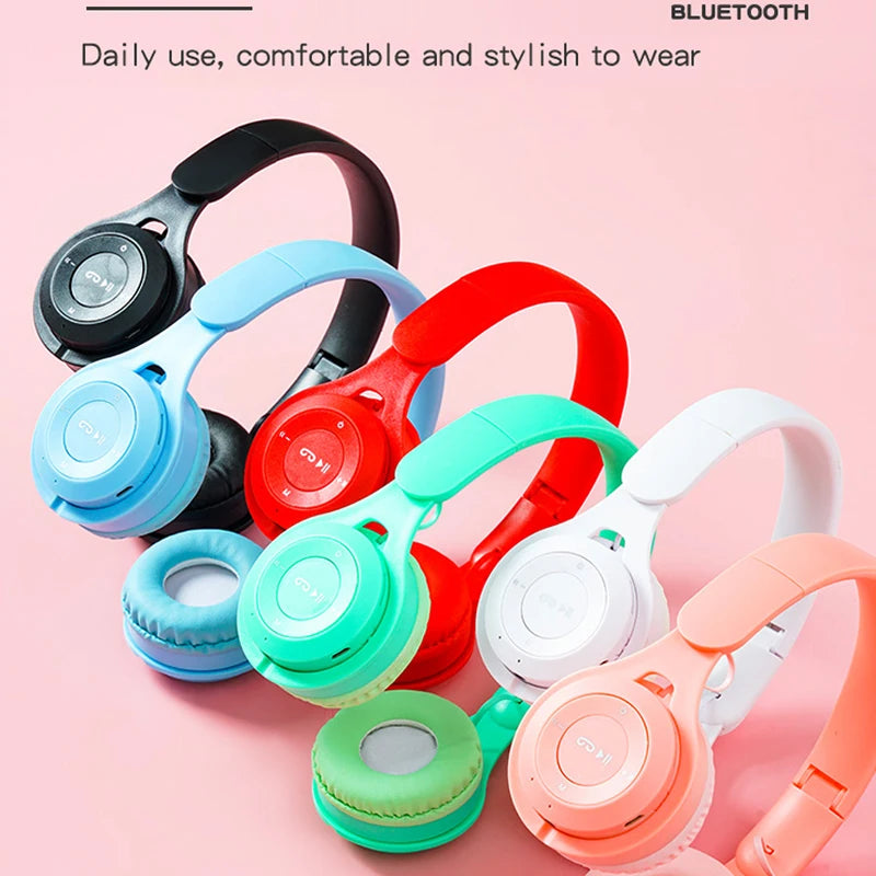 Kids Headphones  Wireless Bluetooth Earphones Stereo Foldable Helmets Gaming Headsets Over-ear Headphones for Android ios Music