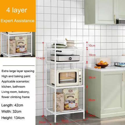 Multi-Layer Kitchen Rack Household Microwave Stove Shelf Multi Scene Bathroom Living Room Shelf Pantry Closet Kitchen Organizer