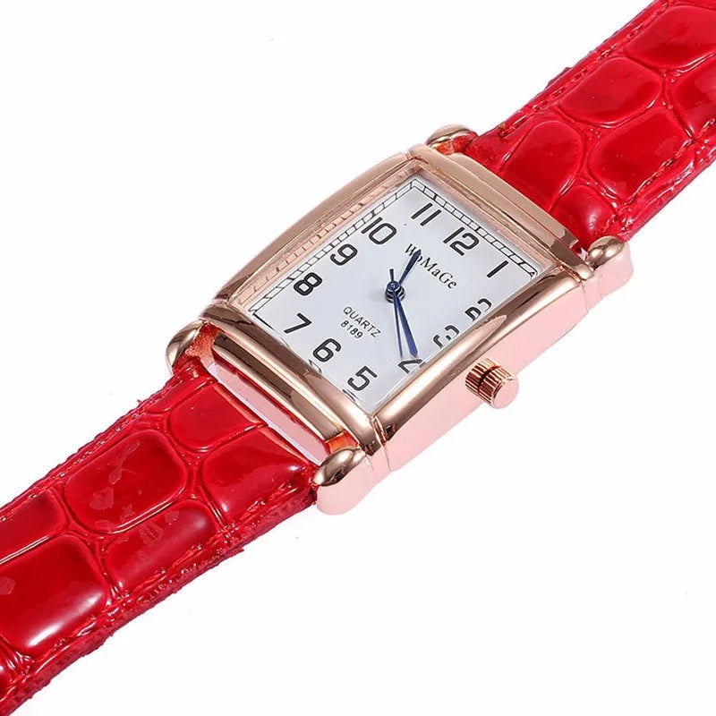 New Fashion Women Watches, Luxury Rectangle, Metal Case, Quartz Wrist Watch, Leather Belt, Top Brand Casual Ladies Watch, Reloj Mujer