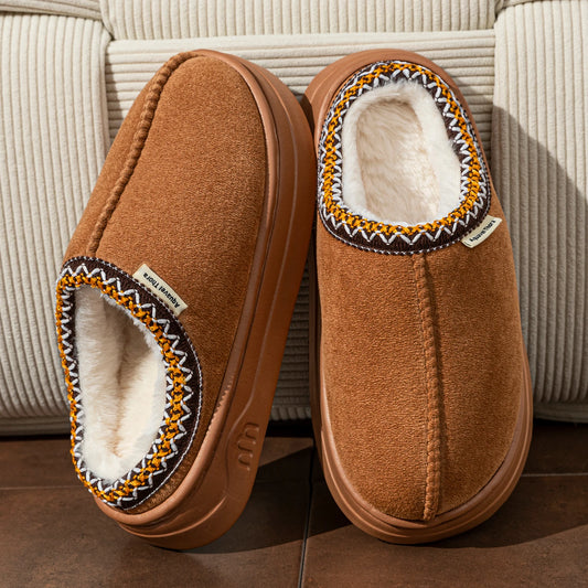 Women’s Winter Corduroy Plush Slippers – Warm Indoor Slip-On Home Shoes