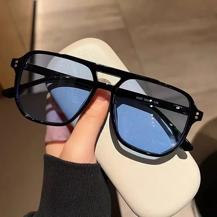 Vintage Men Women Big Sunglasses, Men Square Shades, Brand Designer, Unisex Sun Glasses, Black Lense Male Female Sunglasses UV400