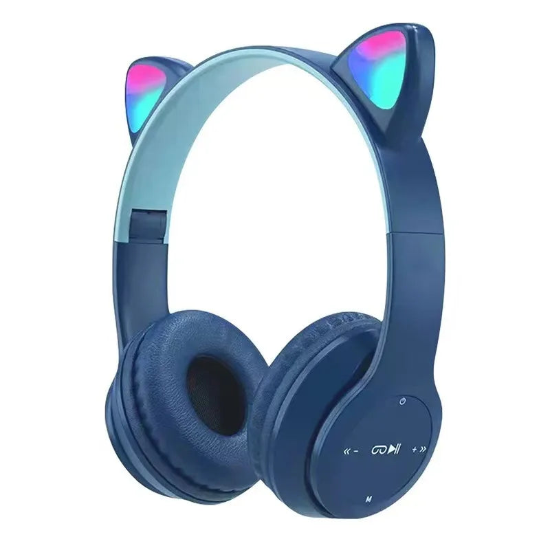 Wireless Headphones Cat Ear, Bluetooth-Compatible Helmets, Stereo Bass Over-Ear Headsets, Sports Headphones for Kids and Adult