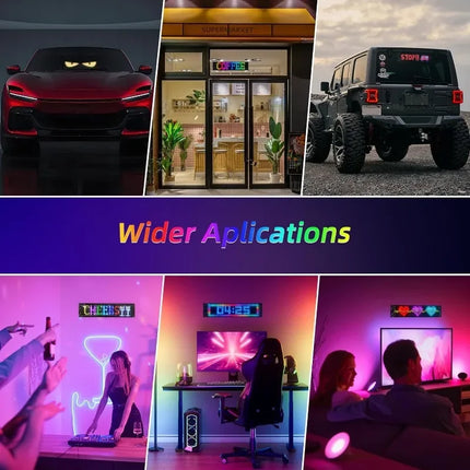LED Matrix Pixel Panel, Scrolling Bright Advertising LED Signs, Flexible USB 5V LED Car Sign Bluetooth App Control