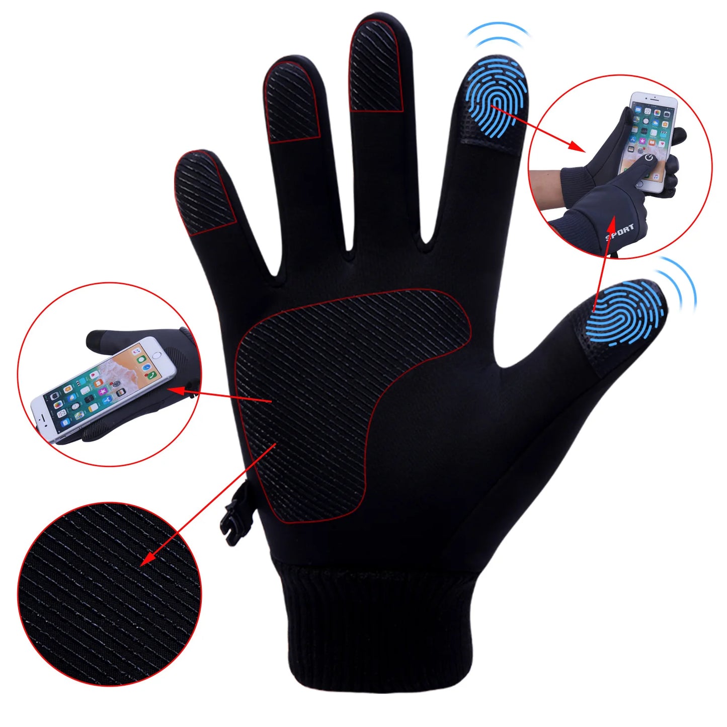 Men & Women Touch Screen Winter Gloves – Warm Water-Resistant Windproof Thermal Gloves