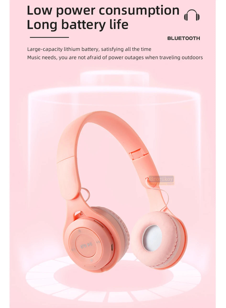 Headphones Kids Wireless Bluetooth Earphones Stereo Foldable Helmets Gaming Headsets Over-ear Headphones for Android ios Music