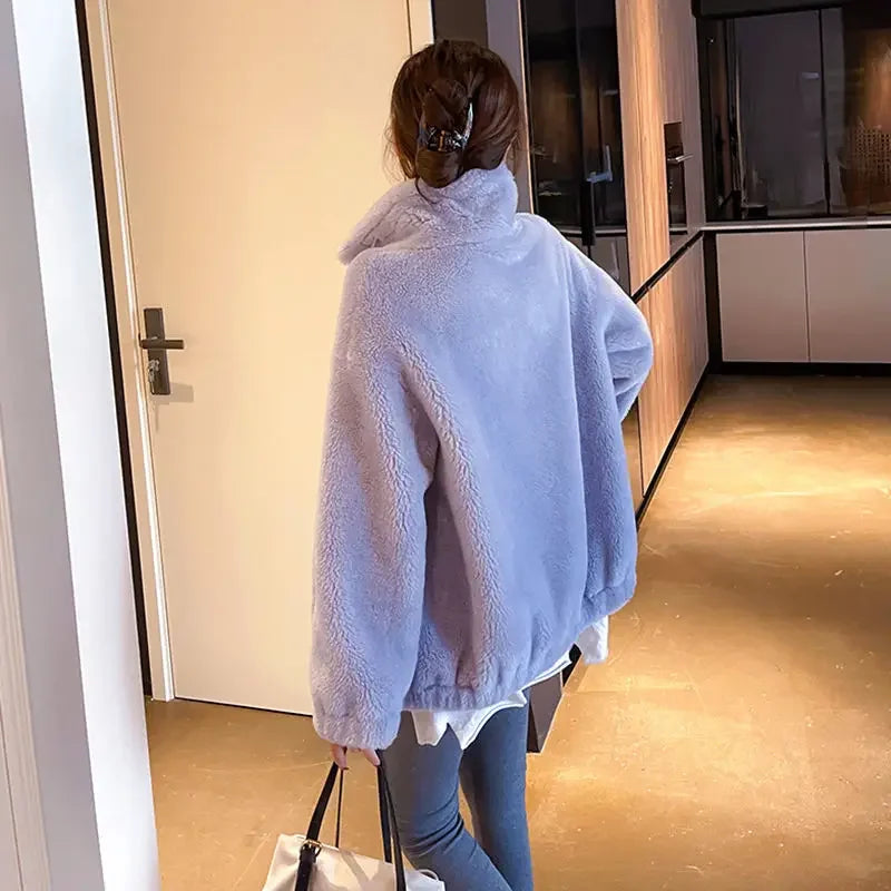 Women’s Casual Jacket – Autumn/Winter 2024, Stand Collar Zipper Coat