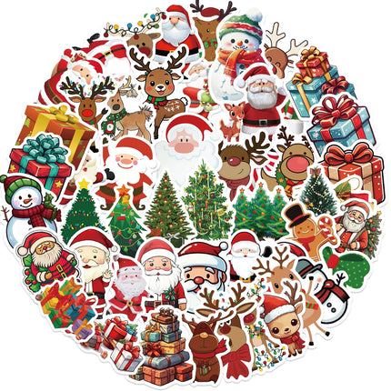 50PCS Cartoon Christmas Art, Aesthetic Stickers Pack for Kids Toy Diary, mobile, leptop sticker