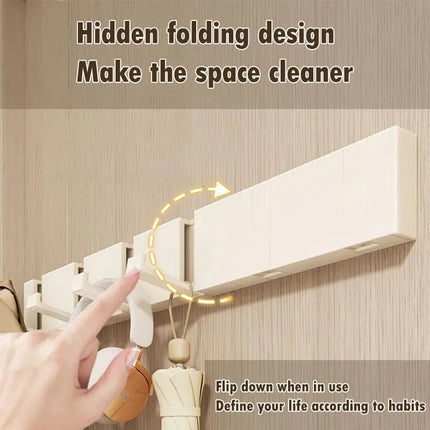 Coat Rack Wall Mount with Hidden HooksDoor and Towel Hooks for Hanging Hats Clothes and Bags in Bathrooms Kitchens and Entryways