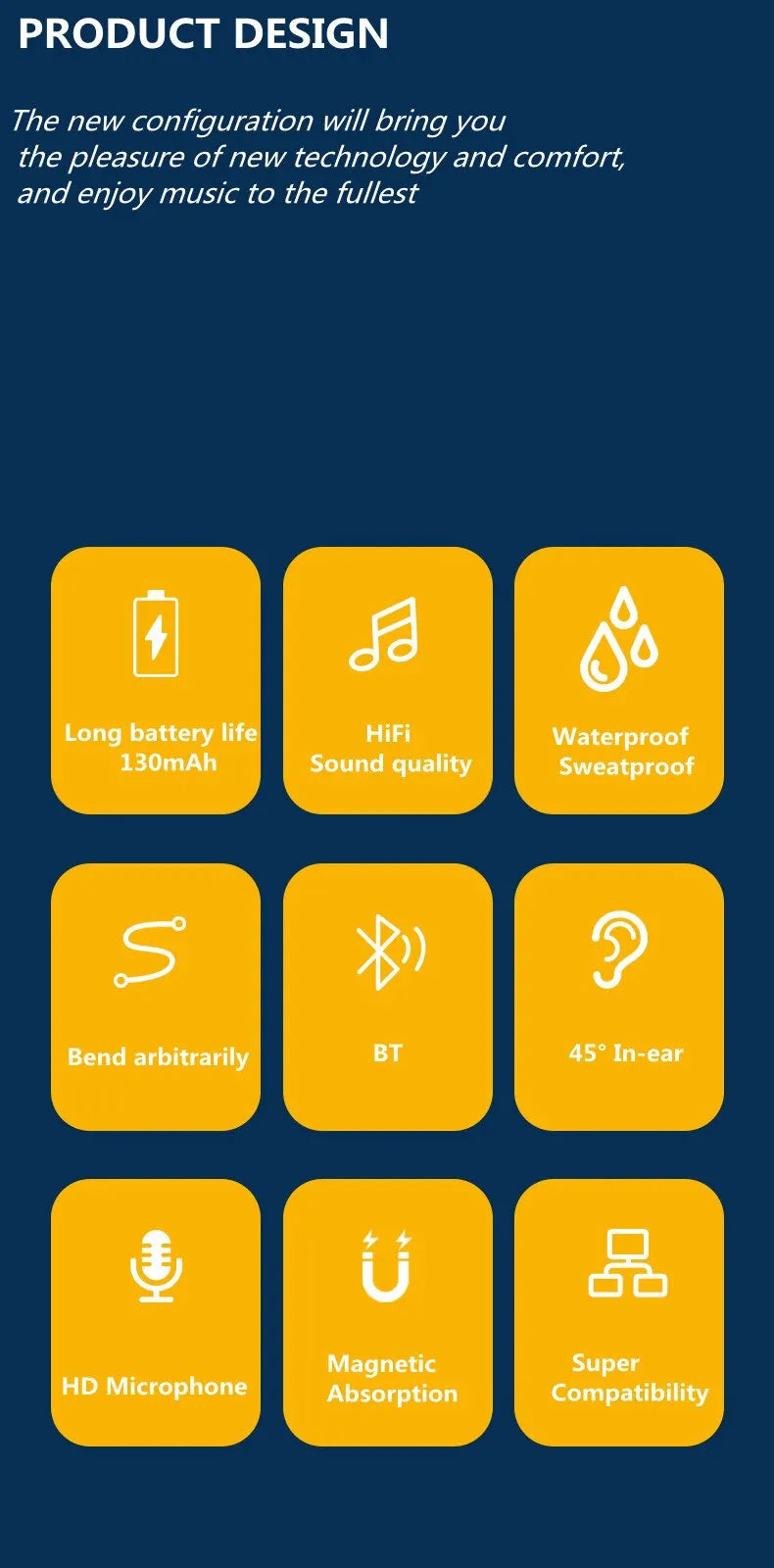 Wireless Headphones Bluetooth 5.0, Neckband Earphones Silicone Hifi, 9D Stereo Sports Headset Halter, Waterproof Magnetic Earbuds