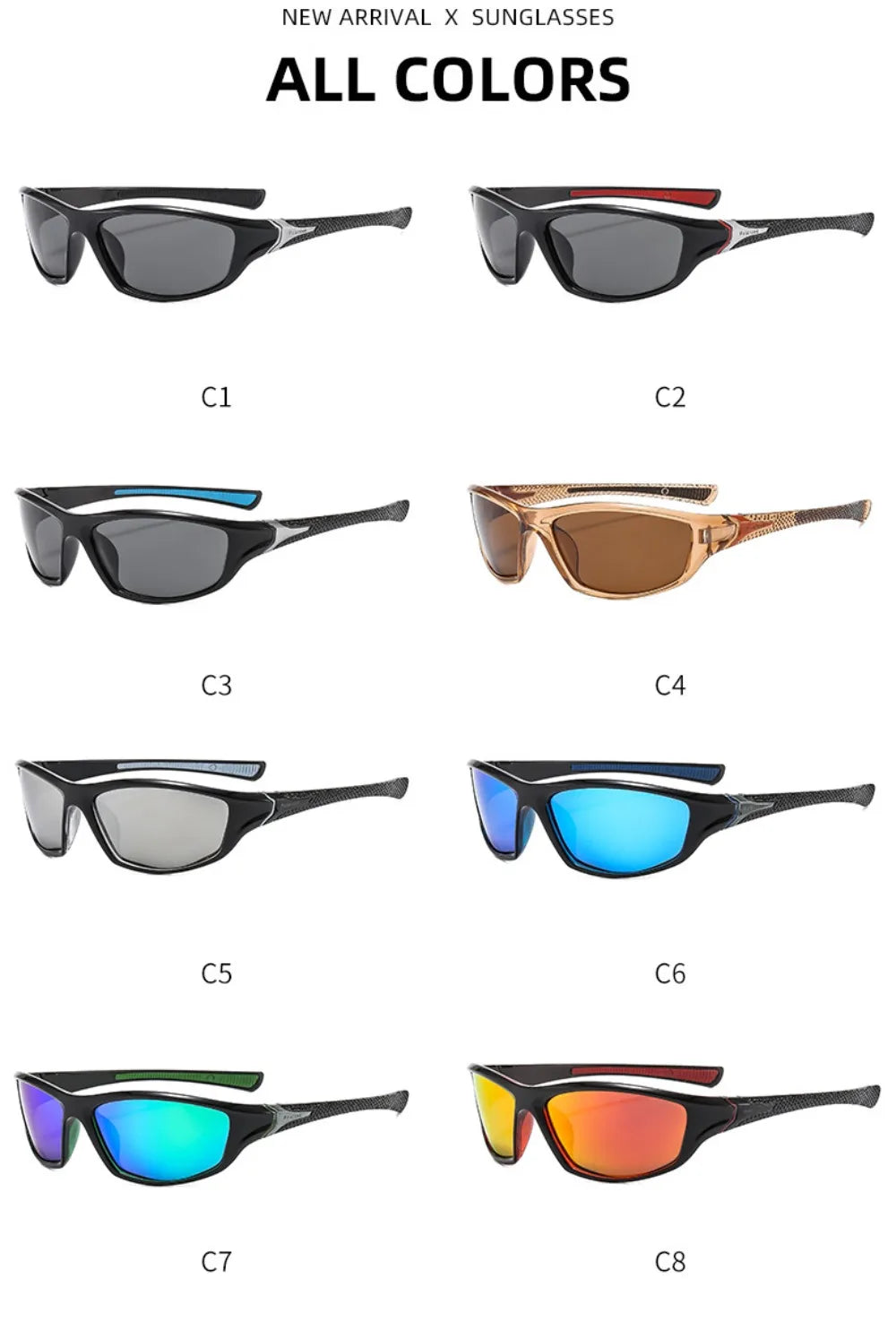 Fashion Sports Polarized Sunglasses, Men Women Fishing Hiking, Running, Cycling Mountaineering, Sport Man Sun Glasses UV400 Eyewear