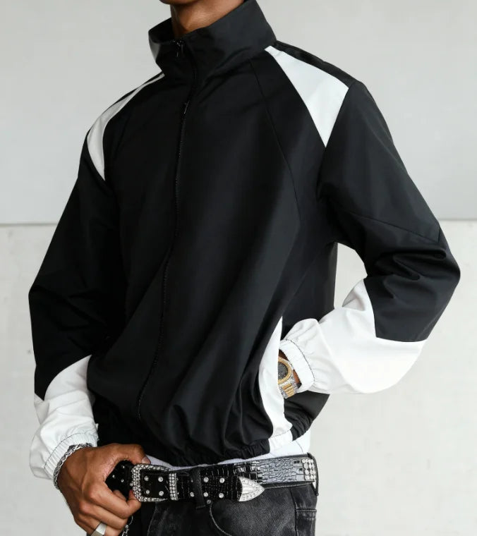 JoseSalman Men’s Casual Patchwork Jacket – Spring & Autumn Zipper Coat