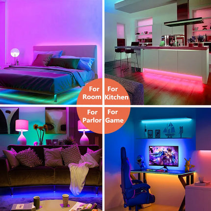 16ft/49ft/98ft/196ft Long LED Strip Lights - Color-Changing RGB Music Sync LED Rope Lights With 44-Key Remote And Phone App Cont