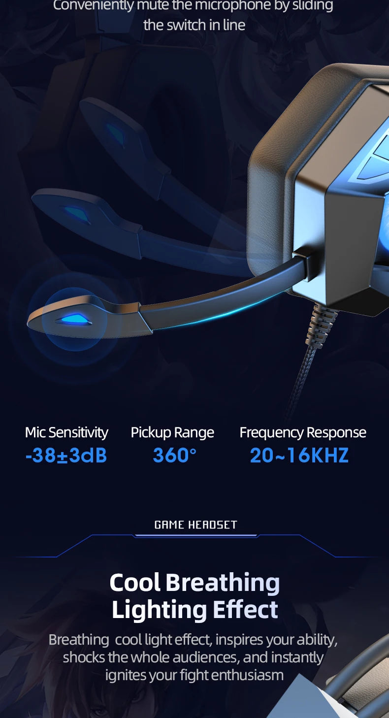 Headphones 3.5mm Wired Gaming, Headset Earphones Music For PS4, Play Station 4 Game PC Chat, computer With Microphone