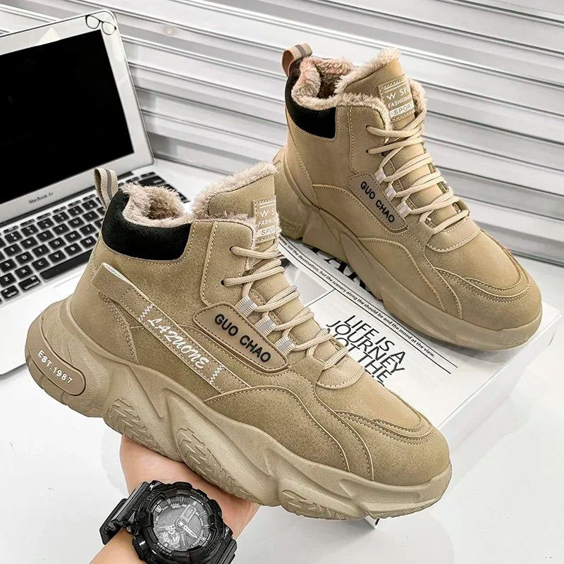 Men’s 2025 Cow Suede Ankle Snow Boots – Handmade Winter Casual Boots