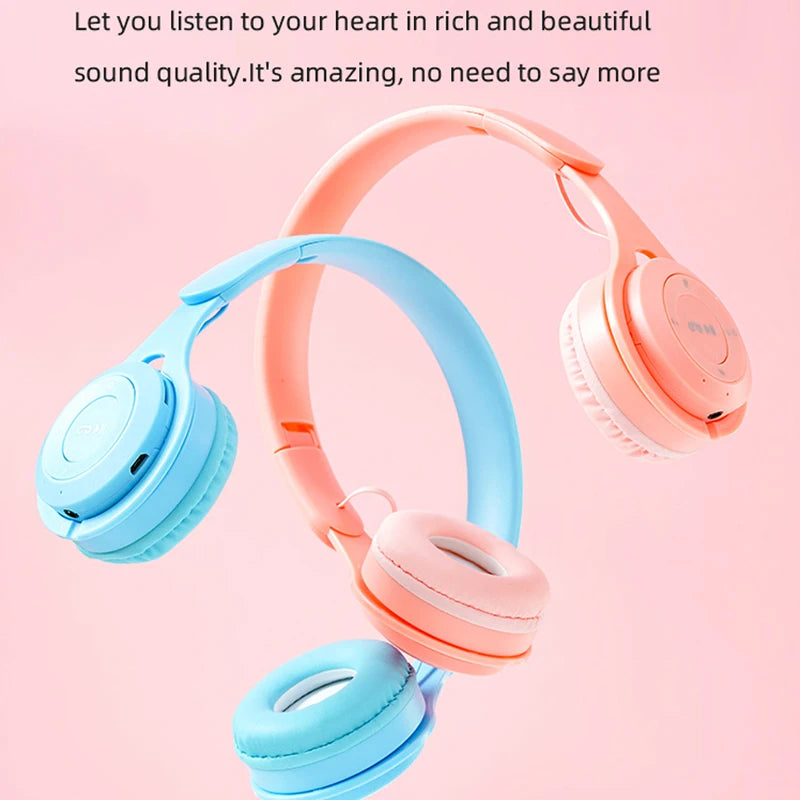 Kids Headphones  Wireless Bluetooth Earphones Stereo Foldable Helmets Gaming Headsets Over-ear Headphones for Android ios Music