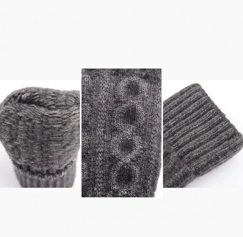 Half-Finger Alpaca Wool Gloves for Men – Warm Winter Knitted