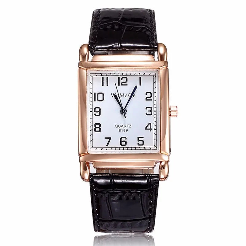 New Fashion Women Watches, Luxury Rectangle, Metal Case, Quartz Wrist Watch, Leather Belt, Top Brand Casual Ladies Watch, Reloj Mujer