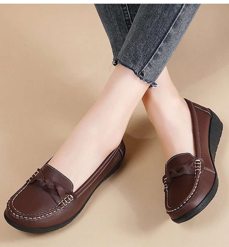 Women’s 2025 Loafers – Slip-On PU Flats, Comfortable Casual Shoes