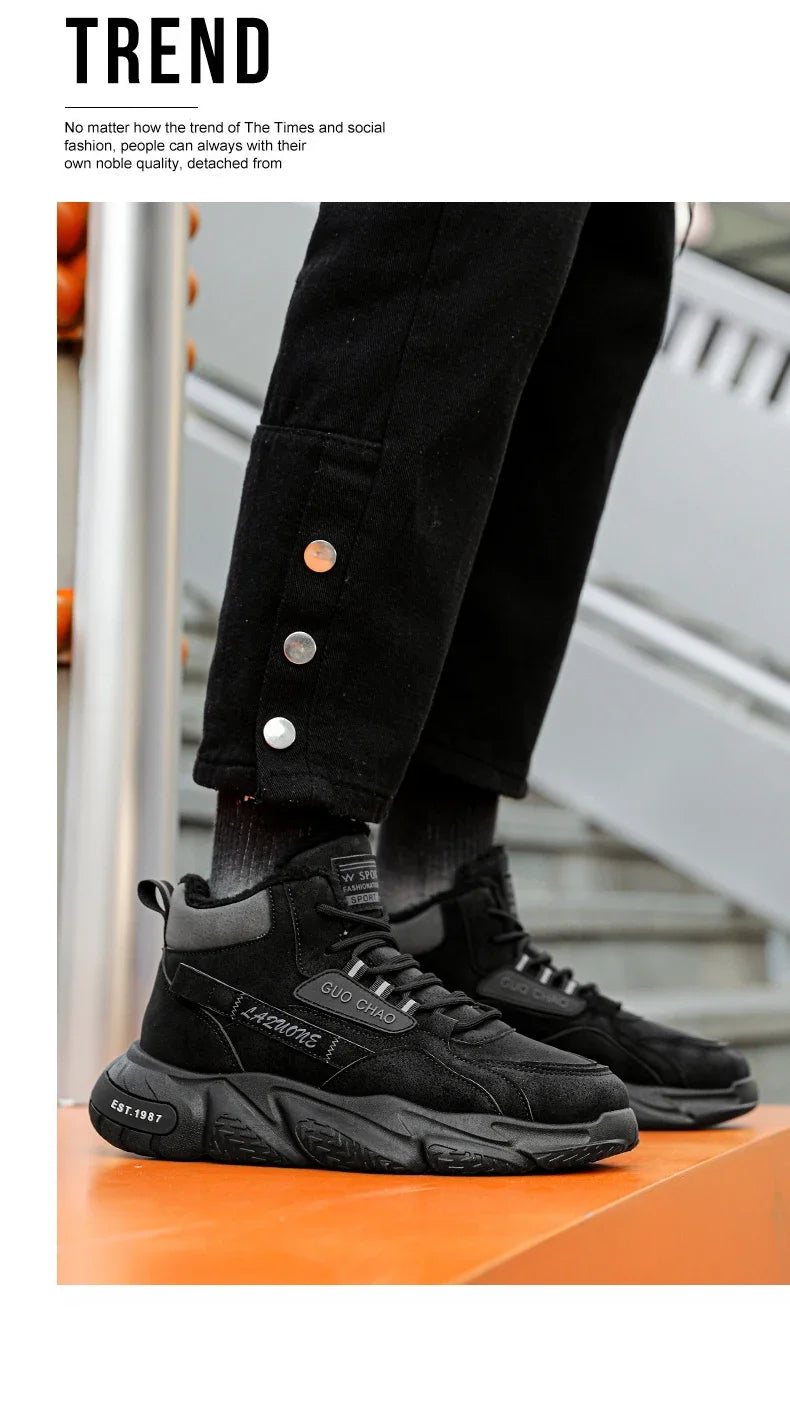 Men’s 2025 Cow Suede Ankle Snow Boots – Handmade Winter Casual Boots