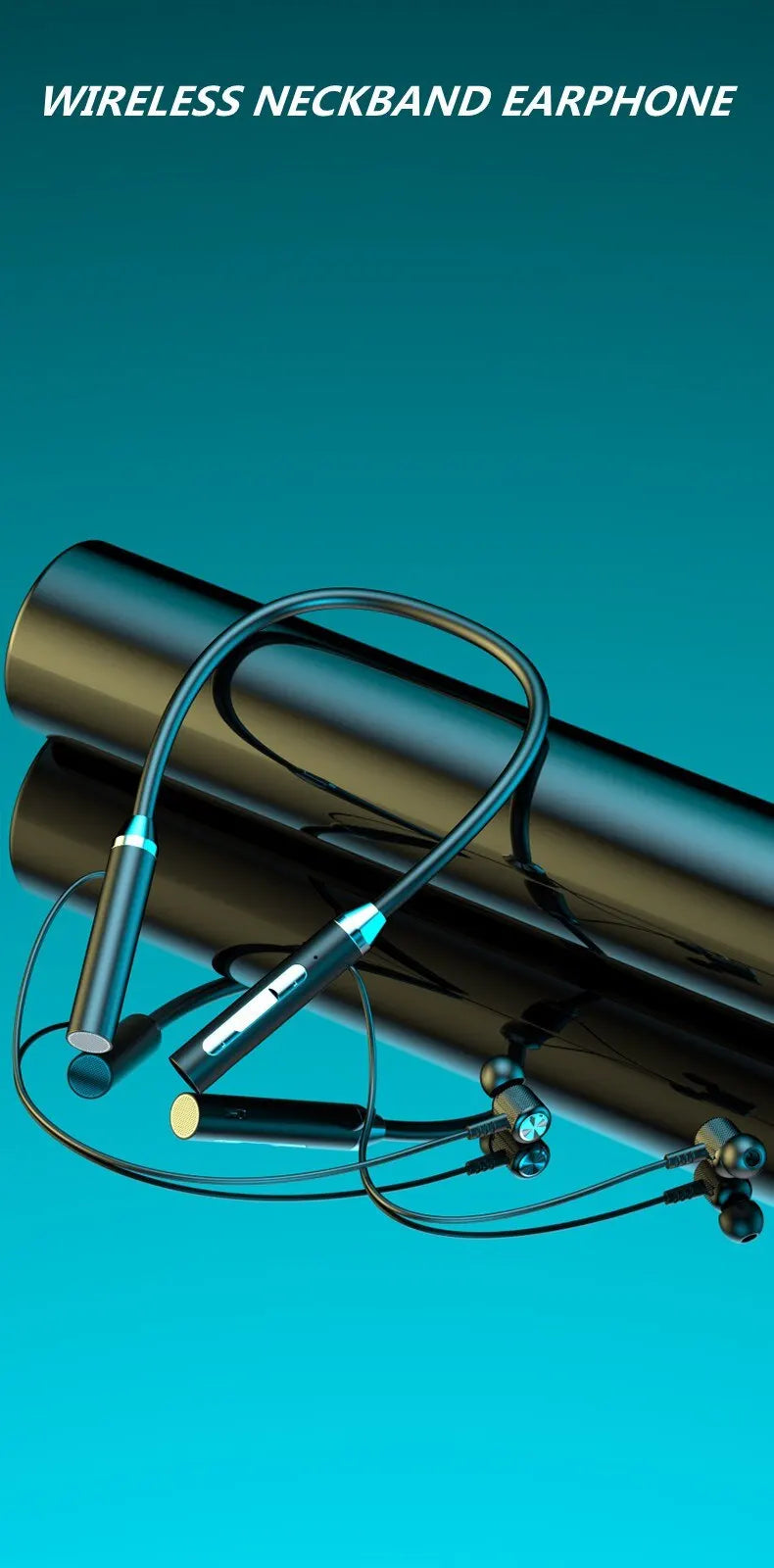 Wireless Headphones Bluetooth 5.0, Neckband Earphones Silicone Hifi, 9D Stereo Sports Headset Halter, Waterproof Magnetic Earbuds