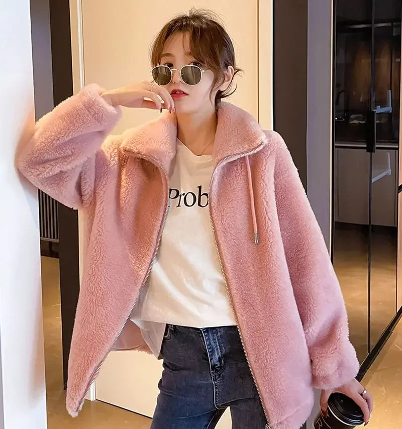 Women’s Casual Jacket – Autumn/Winter 2024, Stand Collar Zipper Coat