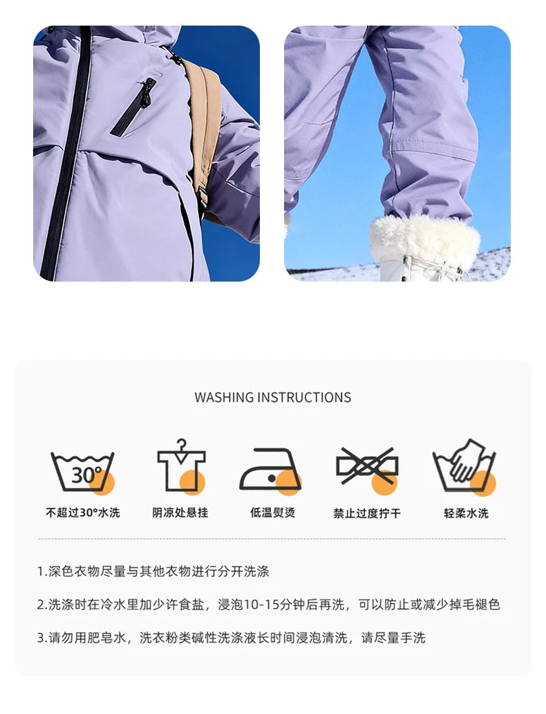 Children's Skiing Wear,Top+Bottom Winter Boys Snowboarding Suit,Girls Ski Suits,Windproof Waterproof Kids Ski Jacket Snow Pants