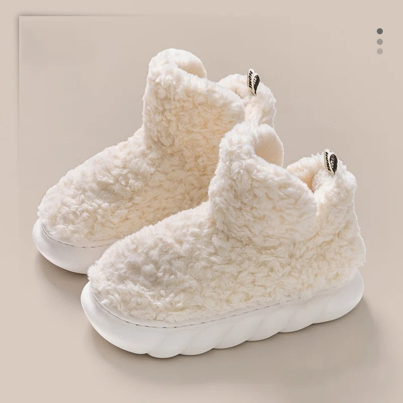 Women’s Winter Warm Cotton Slippers – Plush Lined Indoor/Outdoor Slip-On Home Shoes