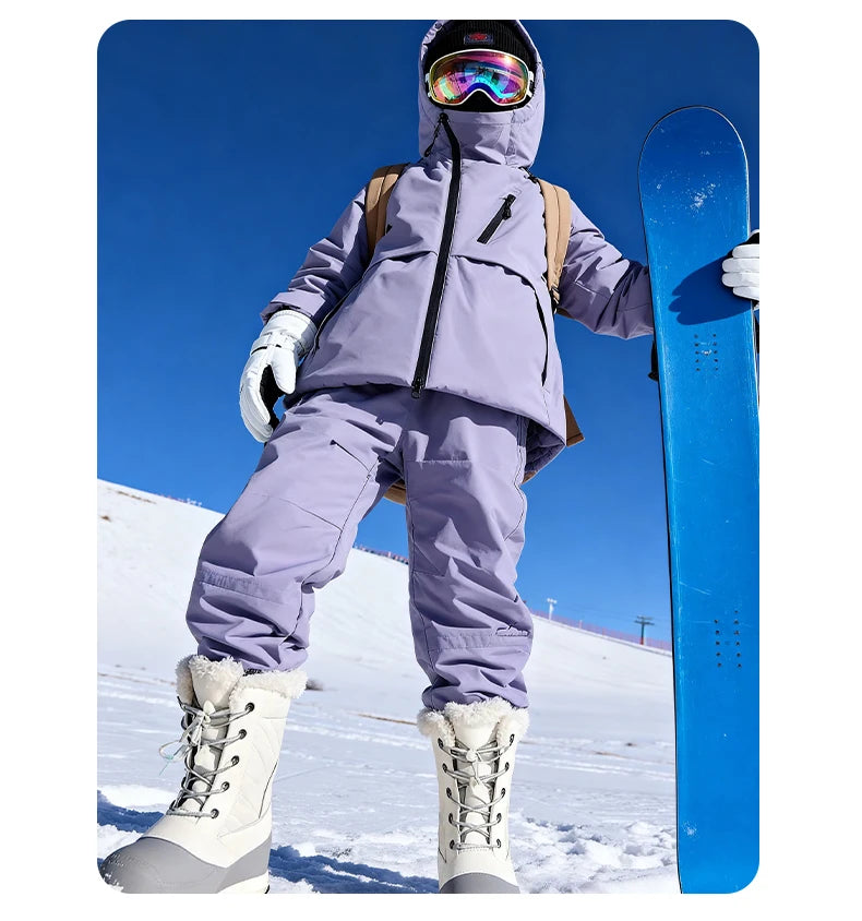 Children's Skiing Wear,Top+Bottom Winter Boys Snowboarding Suit,Girls Ski Suits,Windproof Waterproof Kids Ski Jacket Snow Pants