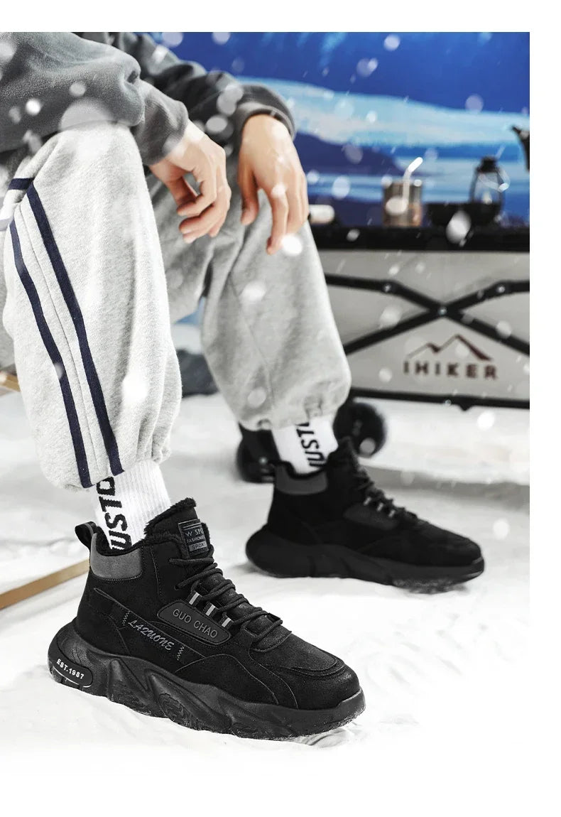 Men’s 2025 Cow Suede Ankle Snow Boots – Handmade Winter Casual Boots