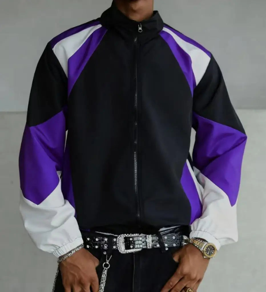 JoseSalman Men’s Casual Patchwork Jacket – Spring & Autumn Zipper Coat