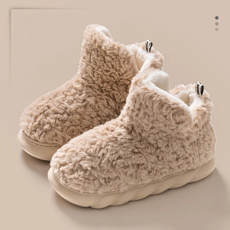 Women’s Winter Warm Cotton Slippers – Plush Lined Indoor/Outdoor Slip-On Home Shoes