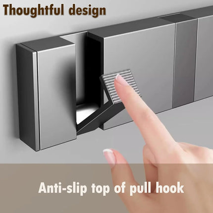 Coat Rack Wall Mount with Hidden HooksDoor and Towel Hooks for Hanging Hats Clothes and Bags in Bathrooms Kitchens and Entryways