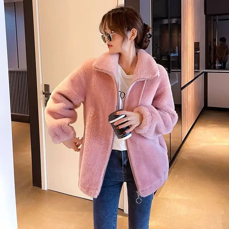 Women’s Casual Jacket – Autumn/Winter 2024, Stand Collar Zipper Coat
