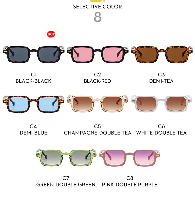 Luxurious Rectangle Sunglasses, Women Oval Vintage Brand, Designer Square Sun Glasses, Men Shades Female Eyewear Anti-glare UV400