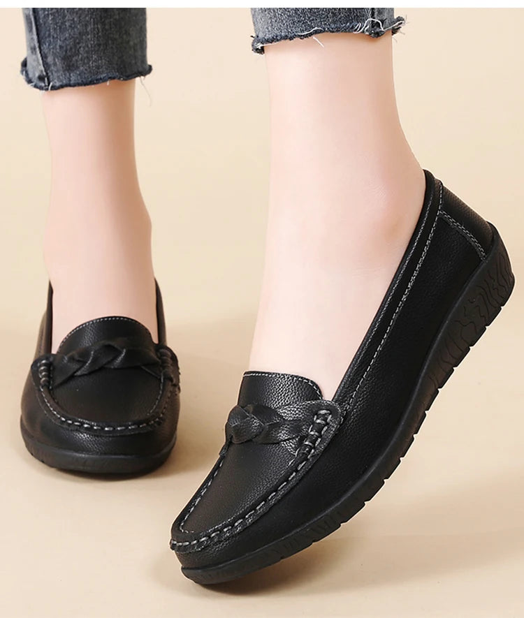 Women’s 2025 Loafers – Slip-On PU Flats, Comfortable Casual Shoes