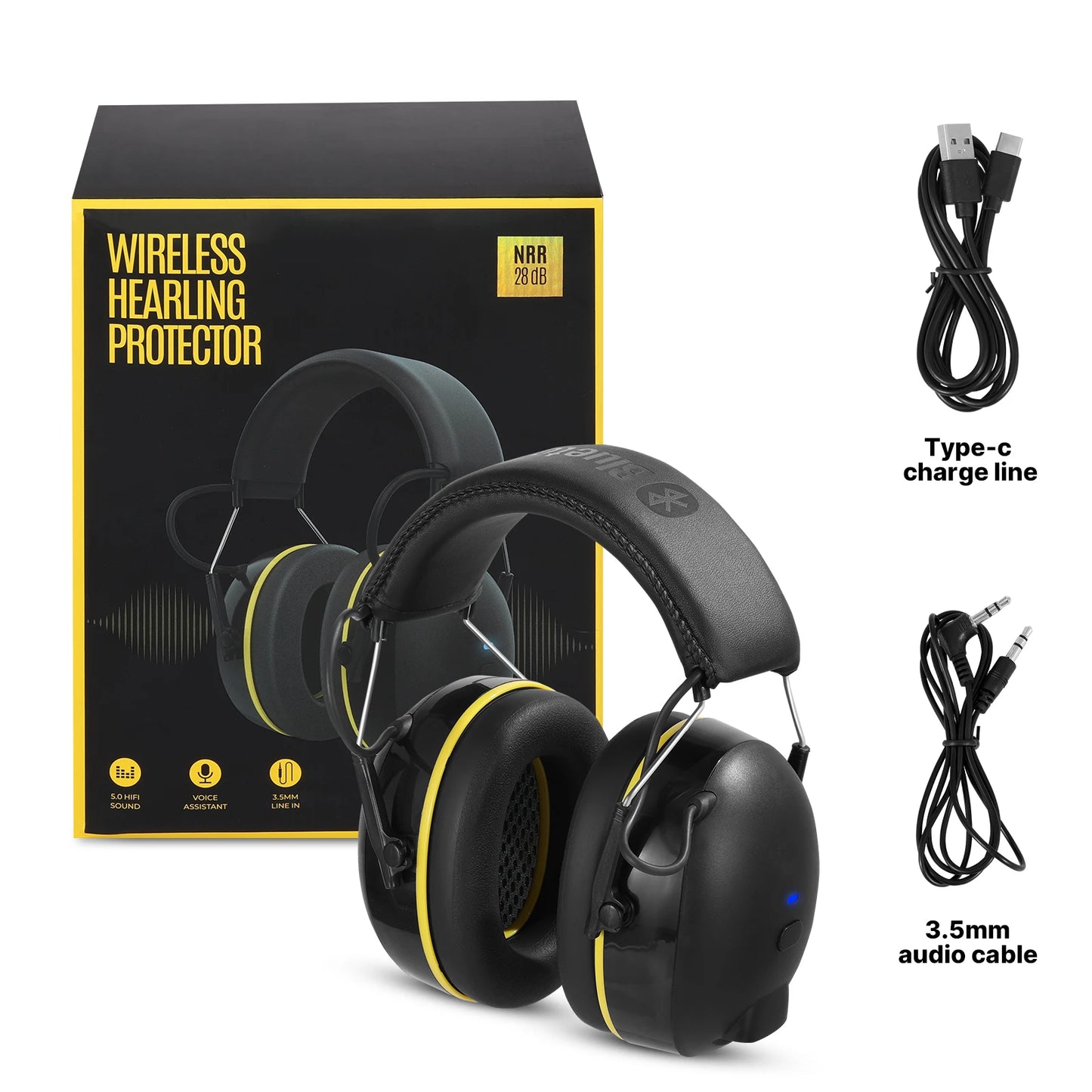 Electronic Headphone 5.0 Bluetooth, Earmuffs Hearing Protection, Headphones for Music Safety Noise, Reduction Charging