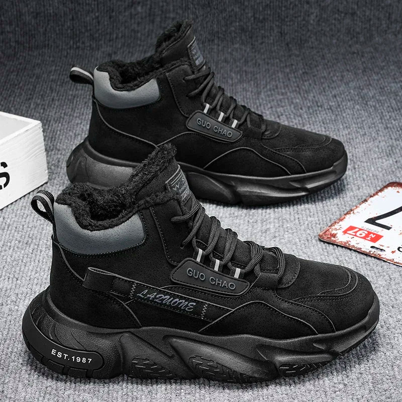 Men’s 2025 Cow Suede Ankle Snow Boots – Handmade Winter Casual Boots