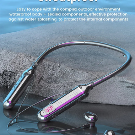 Wireless Earphones 5.3 Neckband Headphones Gaming LED Display Stereo Sports Headset Halter Waterproof Magnetic Earbuds