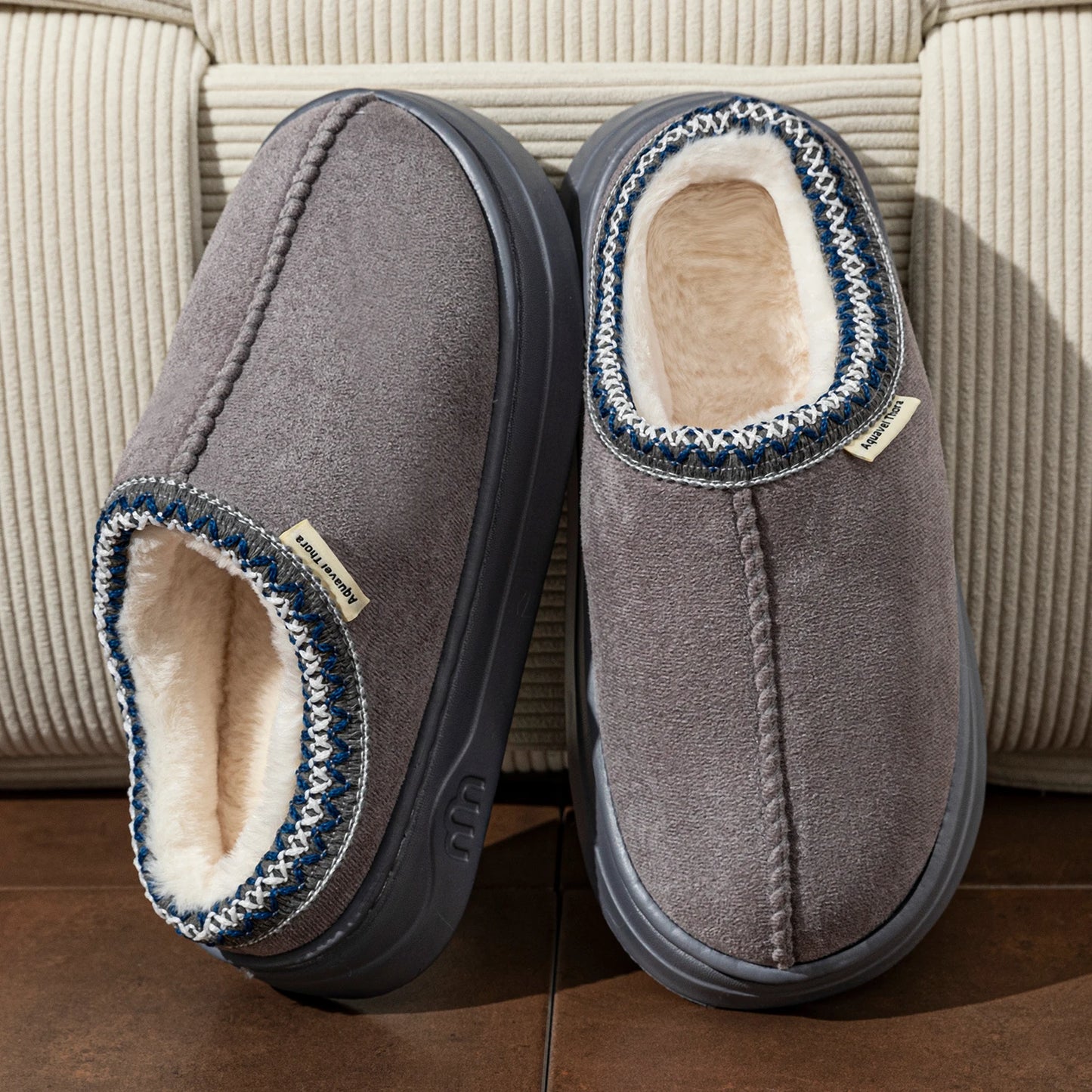 Women’s Winter Corduroy Plush Slippers – Warm Indoor Slip-On Home Shoes