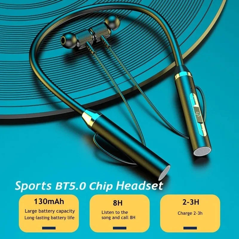Wireless Headphones Bluetooth 5.0, Neckband Earphones Silicone Hifi, 9D Stereo Sports Headset Halter, Waterproof Magnetic Earbuds