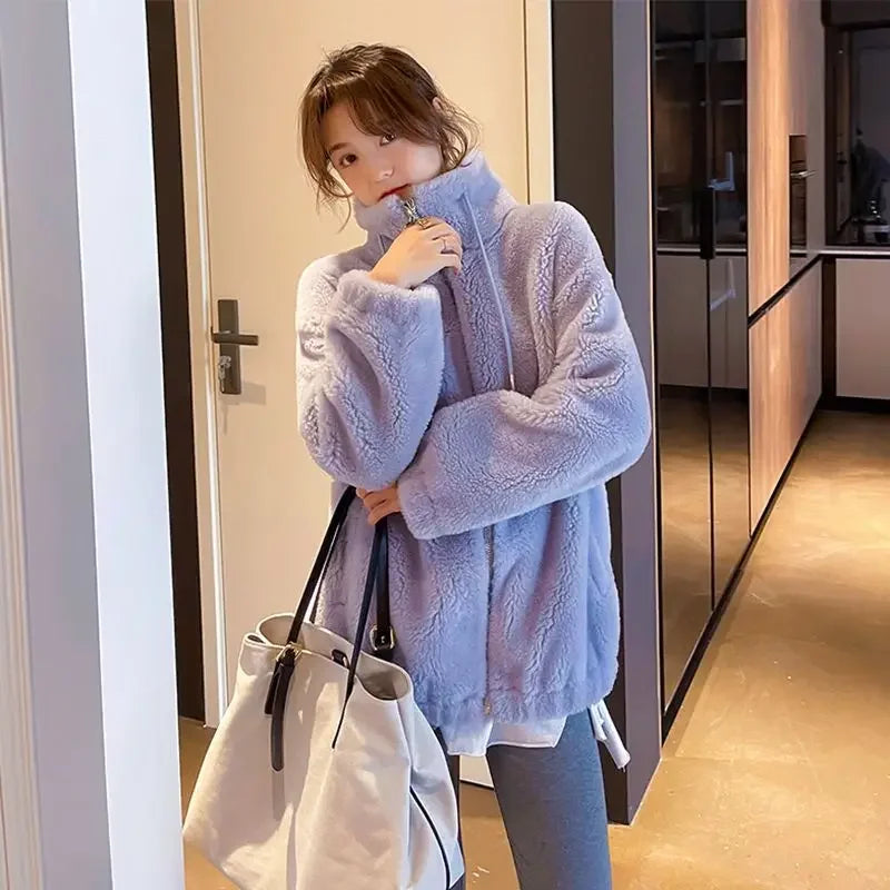 Women’s Casual Jacket – Autumn/Winter 2024, Stand Collar Zipper Coat